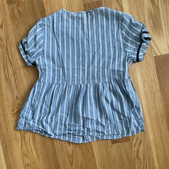 Blue & White Striped Linen Shirt - Picture 5 of 5